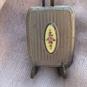 Antique Evans Cigarette Case in Gold and Silver with Destin Enamel Floral Design